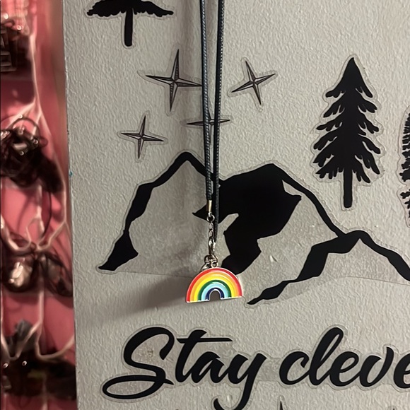 Pride blue denim / jean Spring jacket women’s XL rainbow necklace $6.99 shipping - Picture 7 of 8